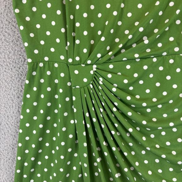 Vtg Faux Wrap Dress 14W Polka Dot Garden Party Derby Stretch Ruched Classic City - Picture 3 of 10
